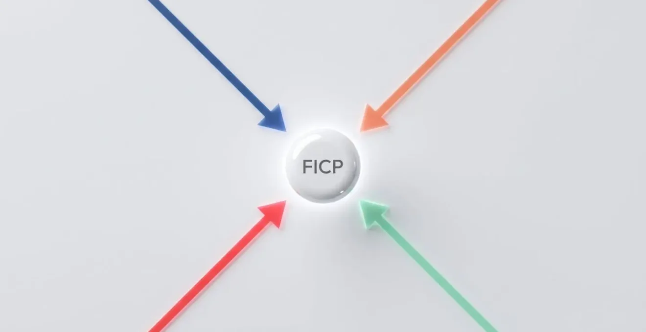 Illustration d'un cylindre central représentant une base de données, vers lequel convergent des flèches de différentes couleurs symbolisant les sources d'information bancaire.